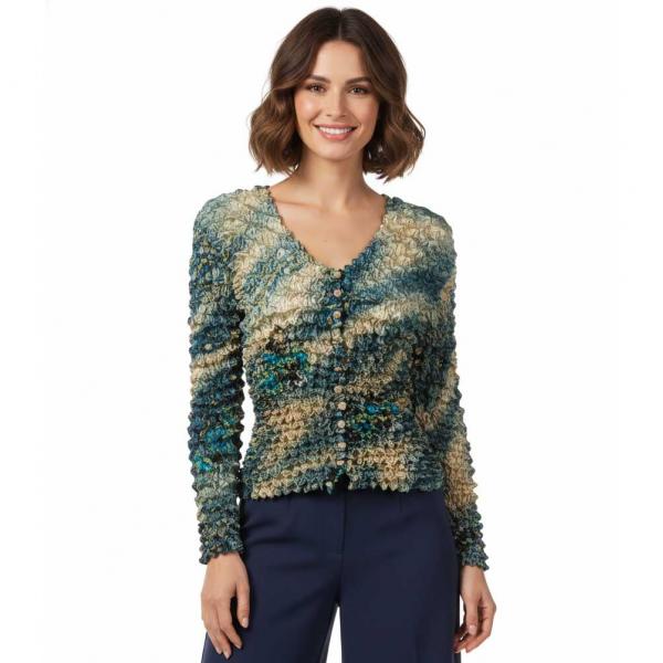 wholesale 505 -  Popcorn Style - Collarless Cardigans Marble Floral - Blue - One Size Fits Most