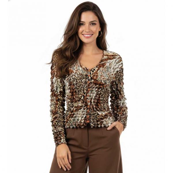 wholesale 505 -  Popcorn Style - Collarless Cardigans Patchwork Leopard - One Size Fits Most
