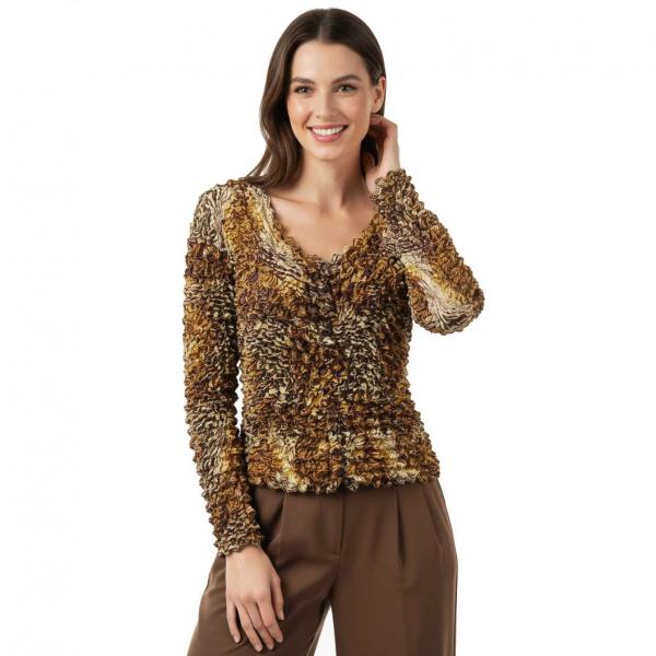wholesale 505 -  Popcorn Style - Collarless Cardigans Swirl Leopard - One Size Fits Most