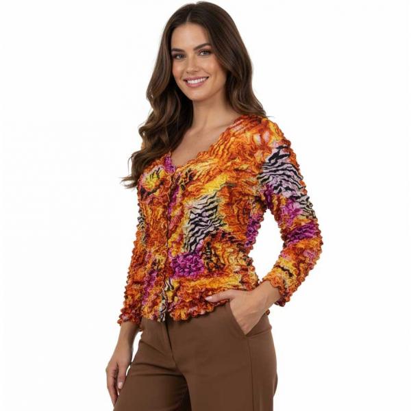wholesale 505 -  Popcorn Style - Collarless Cardigans Abstract Zebra Orange - Pink - One Size Fits Most