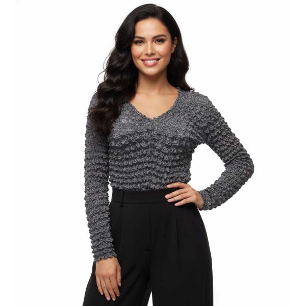 wholesale 505 -  Popcorn Style - Collarless Cardigans Charcoal - One Size Fits Most