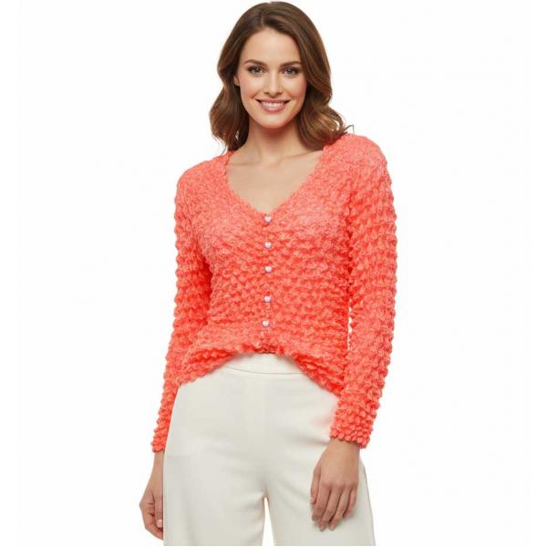 wholesale 505 -  Popcorn Style - Collarless Cardigans Tangerine - One Size Fits Most