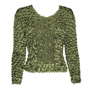 597 - Long Sleeve Coin Fishscale Tops Sage - One Size Fits Most