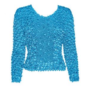 597 - Long Sleeve Coin Fishscale Tops Turquoise Coin Fishscale - Long Sleeve - One Size Fits Most