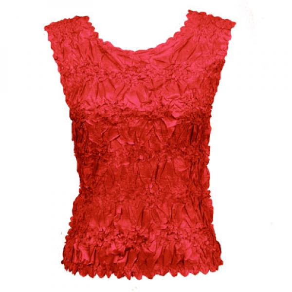 Wholesale 647 - Sleeveless Origami Tops Solid Red - One Size Fits Most