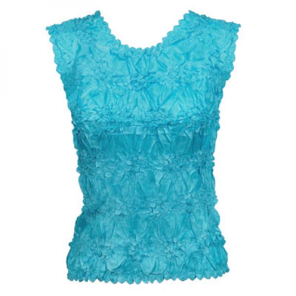 Wholesale 647 - Sleeveless Origami Tops Solid Turquoise - One Size Fits Most