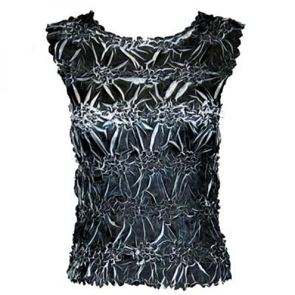 Wholesale 647 - Sleeveless Origami Tops Black - White - Queen Size Fits (XL-2X)