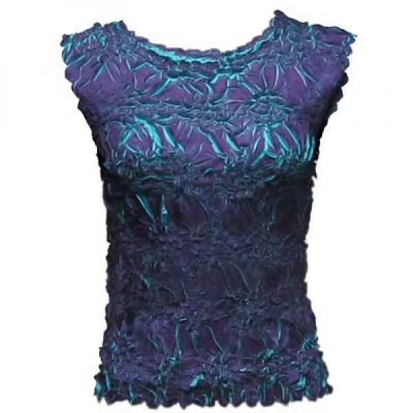 Wholesale 647 - Sleeveless Origami Tops Purple - Turquoise - Queen Size Fits (XL-2X)