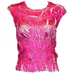647 - Sleeveless Origami Tops Pink - White - Queen Size Fits (XL-2X)