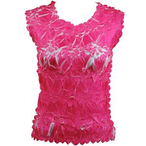 647 - Sleeveless Origami Tops Hot Pink - White - One Size Fits Most