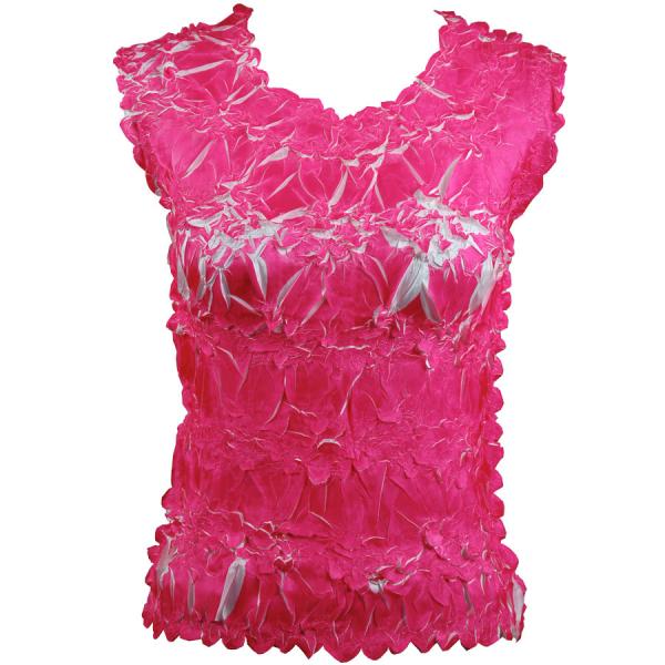 Wholesale 647 - Sleeveless Origami Tops Hot Pink - White - One Size Fits Most