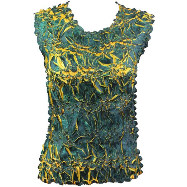 Wholesale 647 - Sleeveless Origami Tops Navy - Yellow - One Size Fits Most