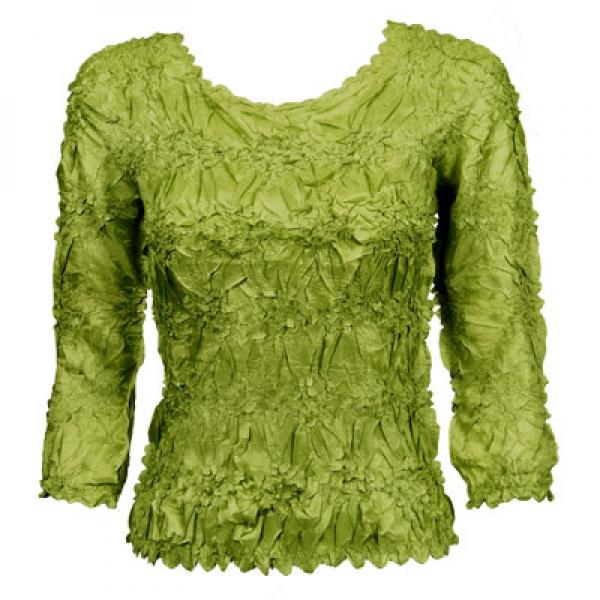 Wholesale 648 - Origami Three Quarter Sleeve Tops Solid Leaf Green - One Size Fits Most
