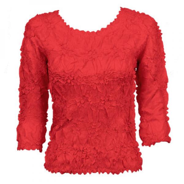 Wholesale 648 - Origami Three Quarter Sleeve Tops Solid Red - One Size Fits Most