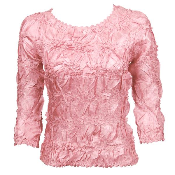 Wholesale 648 - Origami Three Quarter Sleeve Tops Solid Light Pink - One Size Fits Most