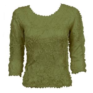 648 - Origami Three Quarter Sleeve Tops Solid Olive - One Size Fits Most