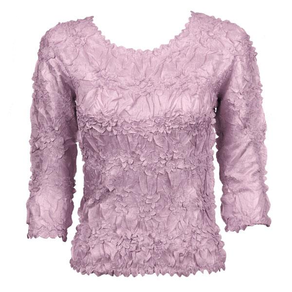 wholesale 648 - Origami Three Quarter Sleeve Tops Solid Lilac (MB) - Queen Size Fits (XL-2X)