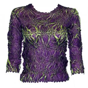 648 - Origami Three Quarter Sleeve Tops Plum - Spring Green - Queen Size Fits (XL-2X)