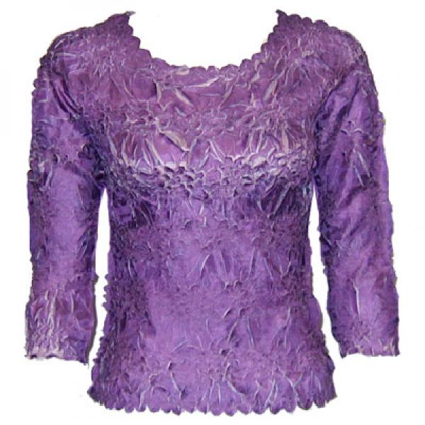 wholesale 648 - Origami Three Quarter Sleeve Tops Purple - Lilac (MB) - Queen Size Fits (XL-2X)