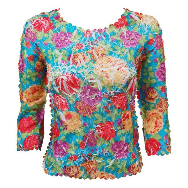 Wholesale 648 - Origami Three Quarter Sleeve Tops Summer Floral - White - Queen Size Fits (XL-2X)