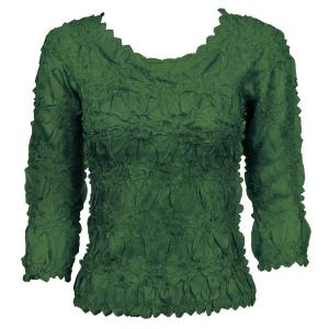 648 - Origami Three Quarter Sleeve Tops Solid Hunter Green - Queen Size Fits (XL-2X)