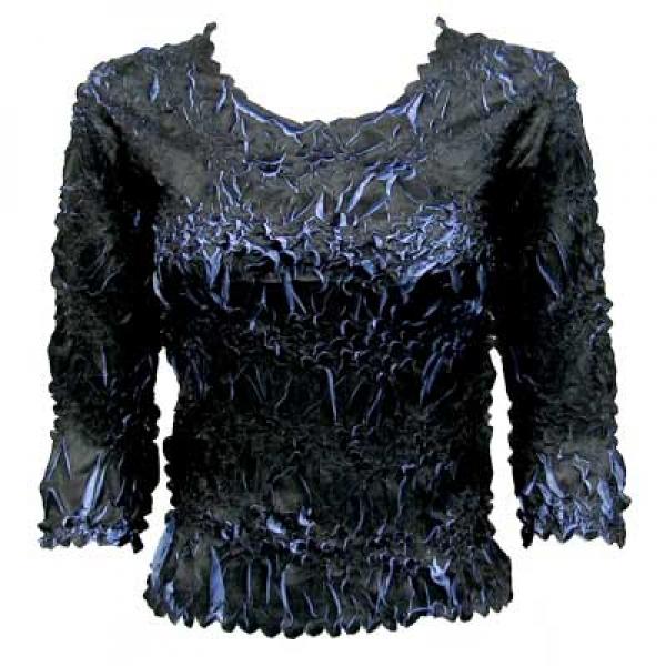 wholesale 648 - Origami Three Quarter Sleeve Tops Black - Periwinkle - Queen Size Fits (XL-2X)