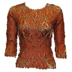 648 - Origami Three Quarter Sleeve Tops Paprika - Sand - Queen Size Fits (XL-2X)