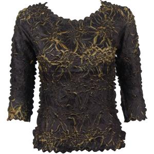 648 - Origami Three Quarter Sleeve Tops Black - Gold - One Size Fits Most