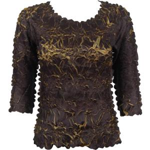 648 - Origami Three Quarter Sleeve Tops Java - Gold MB - One Size Fits Most