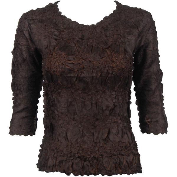 wholesale 648 - Origami Three Quarter Sleeve Tops Java - Chocolate (MB) - One Size Fits Most