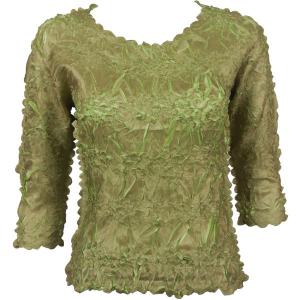 648 - Origami Three Quarter Sleeve Tops Leaf Green - Lime - One Size Fits Most