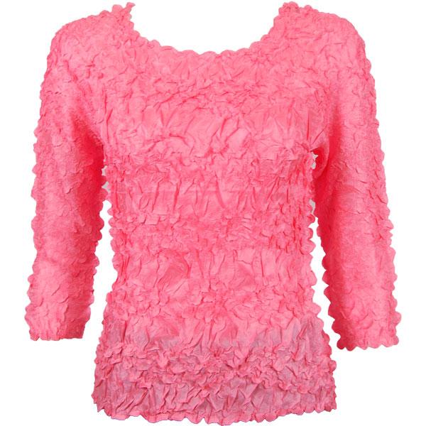 wholesale 648 - Origami Three Quarter Sleeve Tops Solid Coral Pink (MB) - One Size Fits Most