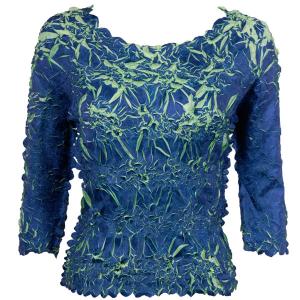 648 - Origami Three Quarter Sleeve Tops Navy - Light Green - One Size Fits Most