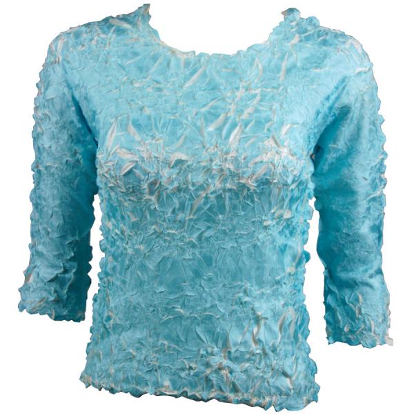 wholesale 648 - Origami Three Quarter Sleeve Tops Robins Egg Blue - Ivory (MB) - One Size Fits Most
