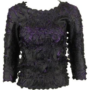 648 - Origami Three Quarter Sleeve Tops Black - Purple - One Size Fits Most