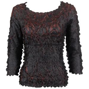 648 - Origami Three Quarter Sleeve Tops Black - Brown - One Size Fits Most