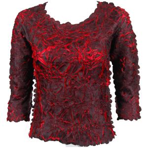 648 - Origami Three Quarter Sleeve Tops Black - Red - One Size Fits Most