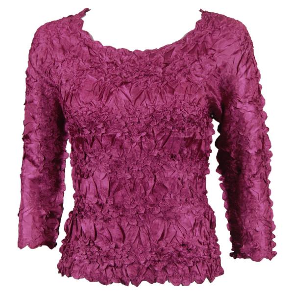 wholesale 648 - Origami Three Quarter Sleeve Tops Solid Berry (MB) - One Size Fits Most