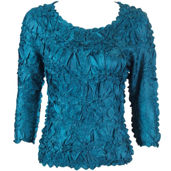 wholesale 648 - Origami Three Quarter Sleeve Tops Solid Dark Teal Green (MB) - One Size Fits Most
