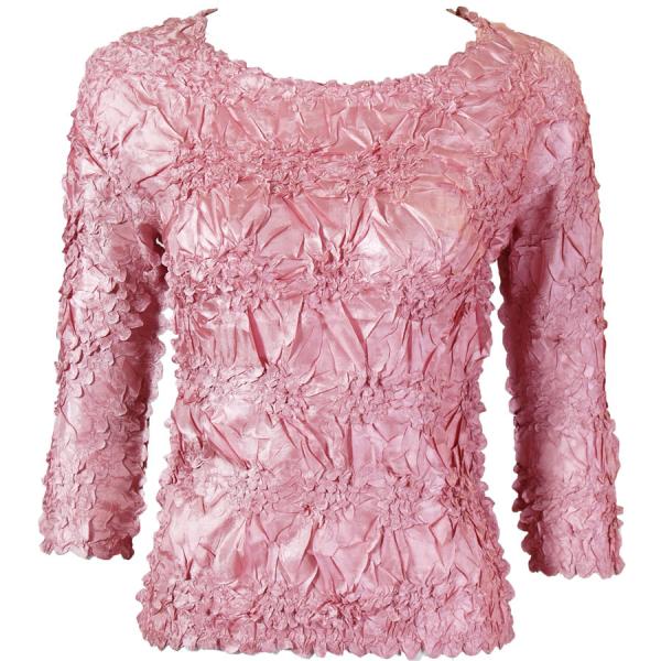 wholesale 648 - Origami Three Quarter Sleeve Tops Solid Dusty Pink (MB) - Queen Size Fits (XL-2X)