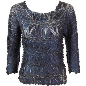648 - Origami Three Quarter Sleeve Tops Dark Blue - Pewter - One Size Fits Most