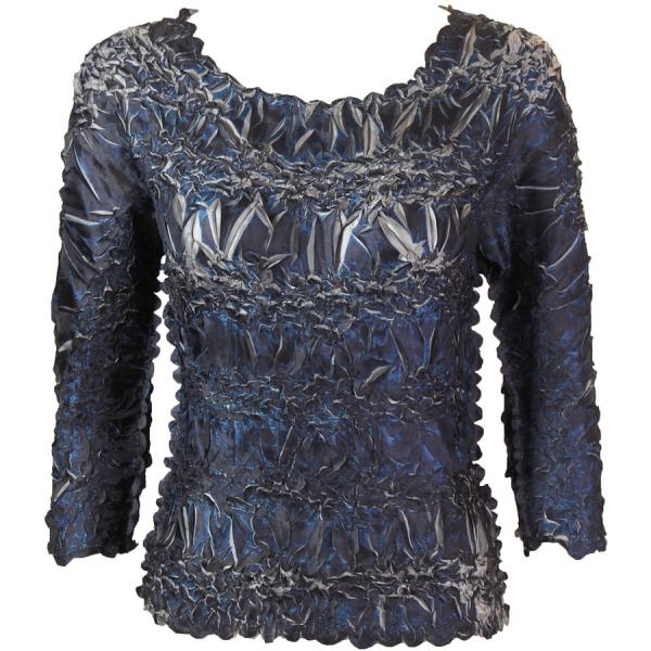 Wholesale 648 - Origami Three Quarter Sleeve Tops Dark Blue - Pewter - One Size Fits Most