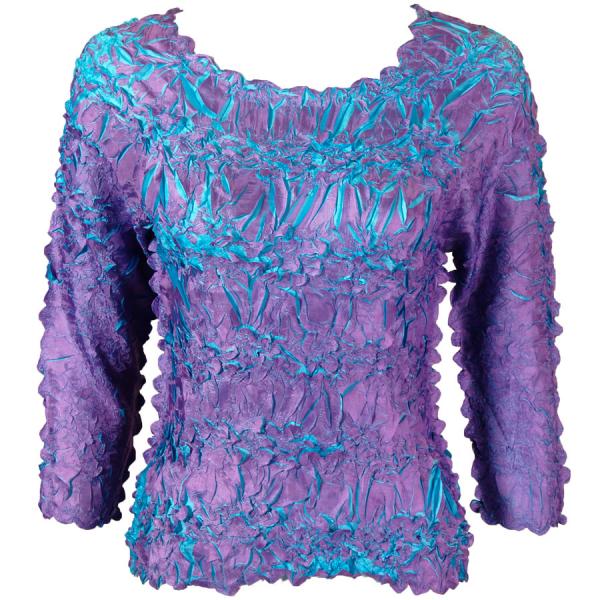 Wholesale 648 - Origami Three Quarter Sleeve Tops Orchid - Aqua - One Size Fits Most