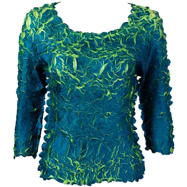 wholesale 648 - Origami Three Quarter Sleeve Tops Royal - Lime (MB) - One Size Fits Most