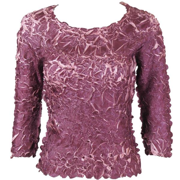 Wholesale 648 - Origami Three Quarter Sleeve Tops Wine - Dusty Pink - One Size Fits Most