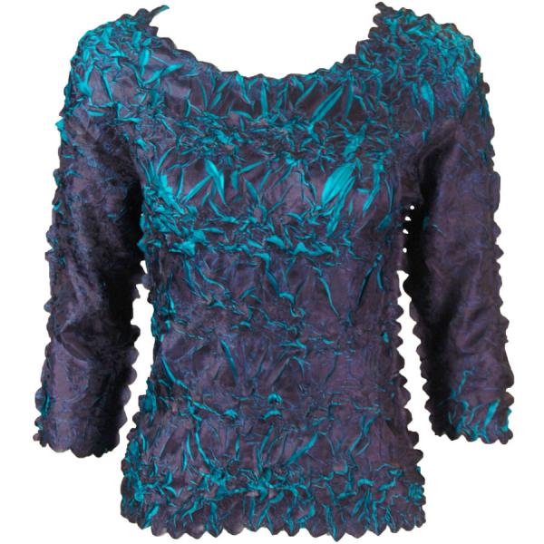 wholesale 648 - Origami Three Quarter Sleeve Tops Dark Purple - Teal (MB) - Queen Size Fits (XL-2X)