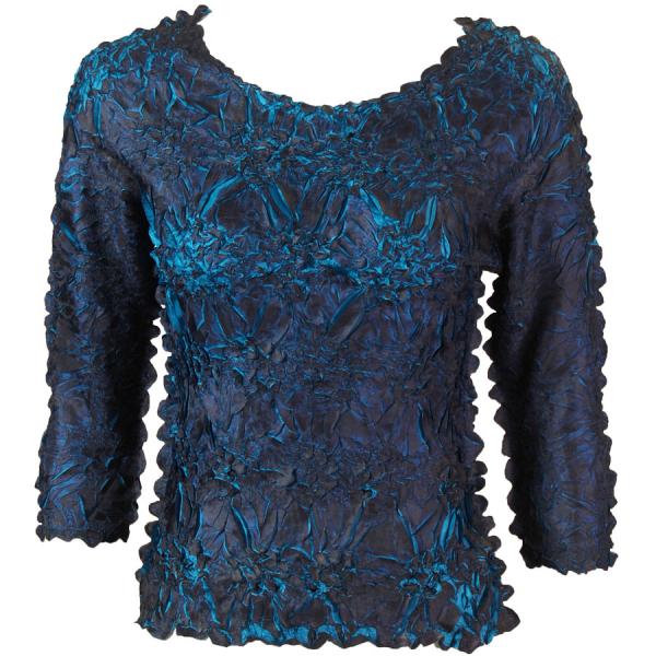 wholesale 648 - Origami Three Quarter Sleeve Tops Dark Blue - Teal Blue - Queen Size Fits (XL-2X)