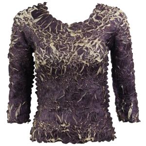 648 - Origami Three Quarter Sleeve Tops Purple - Light Gold - One Size Fits Most