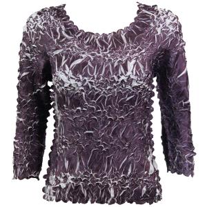 648 - Origami Three Quarter Sleeve Tops Purple - White - One Size Fits Most