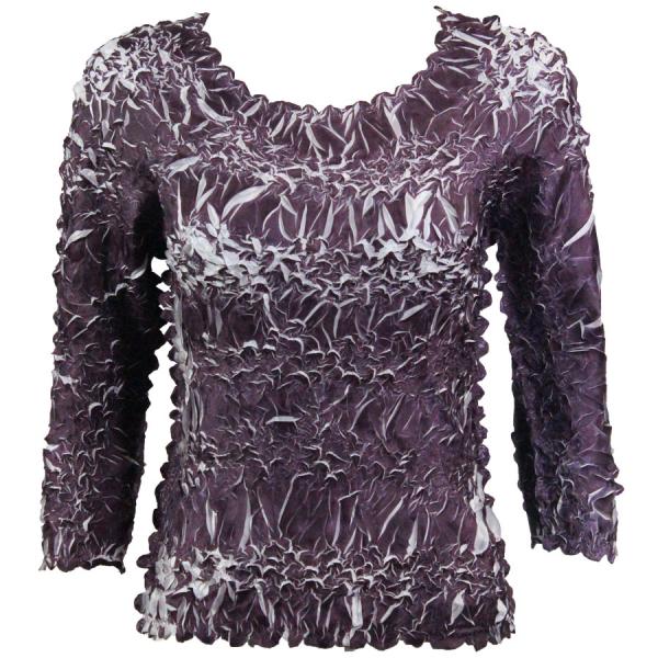 Wholesale 648 - Origami Three Quarter Sleeve Tops Purple - White - One Size Fits Most